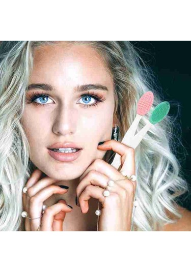 2 Adet Dudak Fırçası  Etkili Gözenek Siyah Nokta Temizleyici Akne Giderici Çift Yönlü Fırça