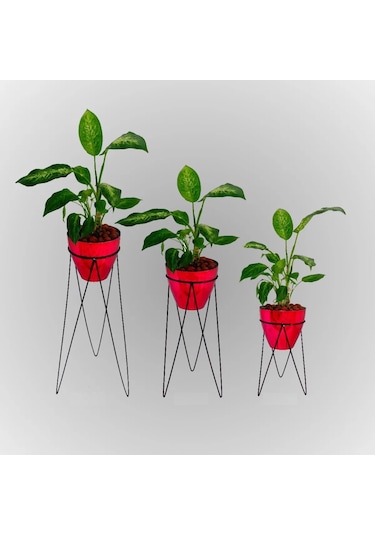 Metal Çiçeklik. Ayaklı Iskandinav Saksı Tutucu 3 ‘Lü Set Wd-255