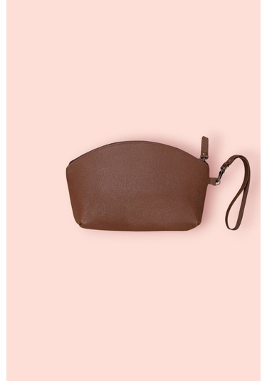 Modica Milan - Hakiki Deri Makyaj Ve El Çantası Kompakt Tasarım, Şık Ve Dayanıklı El Tutma Sapıyla Kahverengi