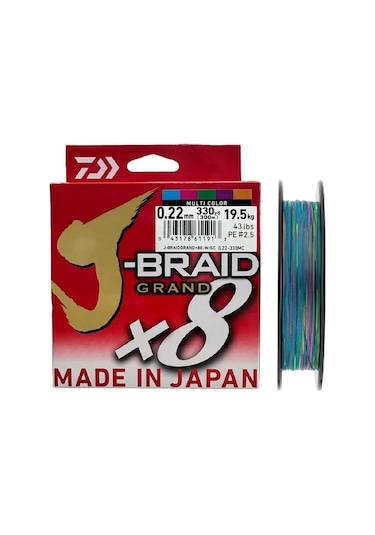 Daiwa J-braid Grand 300m 0.22mm 8x Multi Color İp Misina