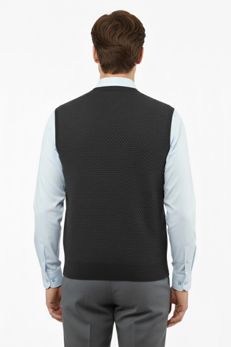 Erkek V Yaka Süveter Çelik Örgü Regular Kalıp 5201h Bgl-st04842 Antrasit