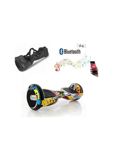 Citymate Elektrikli Kaykay Hoverboard Bluetooth Hoparlörlü 6.5 İnç Grafiti D01 +Çanta