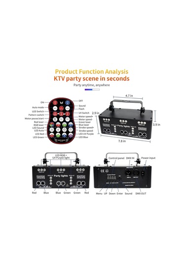 Ysh503 Profesyonel Lazer Parti Işığı 21 Lens Rgb Sahne Aydınlatması Sese Duyarlı Uzaktan Kumandalı