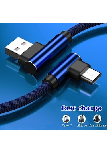 Siyah 90 Derece Naylon Usb Kablosu İos Uyumlu X 6 6 S 7 8 Ipad İçin Hızlı Şarj Kablosu Usb Şarj Aleti Kablosu L Tipi Veri Kablosu 2m Micro Usb