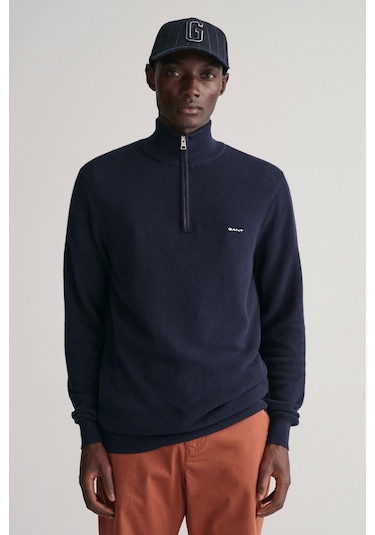 Gant Erkek Regular Fit Yarım Fermuarlı Kazak - Lacivert-10717 Evenıng Blue