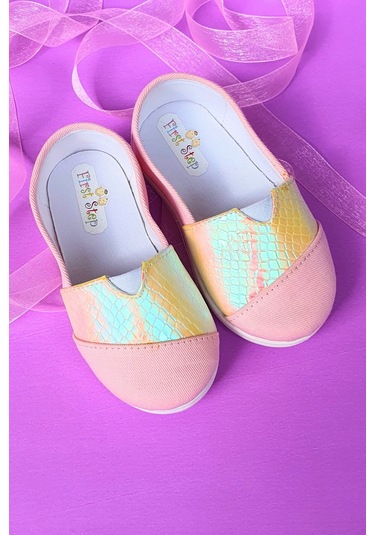 Balık Pullu Keten Çocuk Ayakkabısı-pudra-f-484 Pudra