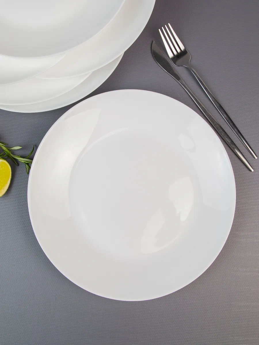 Olaff Lux 6 Parçalı Düz Tabak Seti 18 Cm 323373131 Beyaz