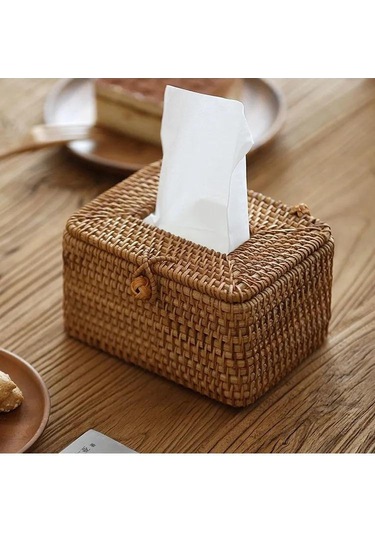 Youmex Ahşap Rattan Servis Bezi Tutucu, Rustik Tarz, Yemek Masası Organizasyonu, Sarı Renk, Dayanıklı Malzeme Diğer