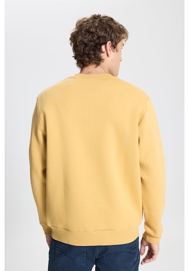 AC&Co / Altınyıldız Classics Erkek Hardal Standart Fit Normal Kesim İçi Polarlı Bisiklet Yaka Sweatshirt Hardal