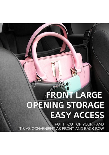 Symbee Koltuk Arası Deri Depolama Çantası, Araba İç Döşeme Organizer, Çok Fonksiyonlu Sandık Bölücü, Gri Renkli Konsole Saklama Torbası Gri