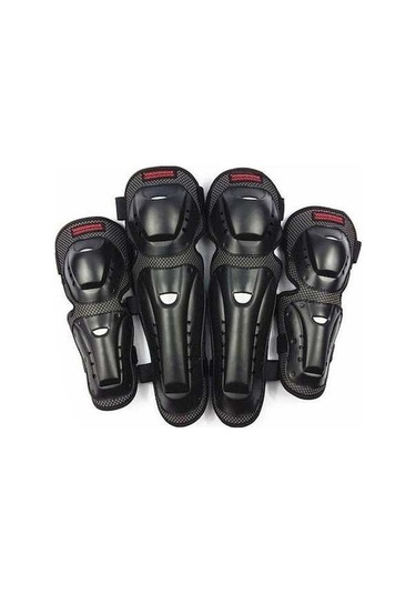 Pazly Motosiklet Korumalı Diz Ve Dirsek Seti - 4 Adet, Konforlu Kolluk & Dizlik, Siyah, Yumuşak Ve Dayanıklı Siyah