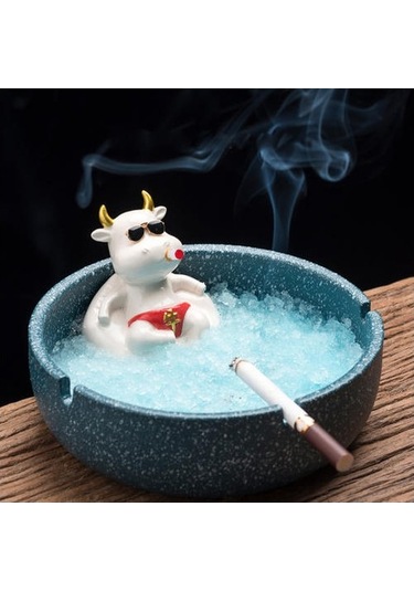 Venturemart 1 Adet Yaratıcı Karikatür Küllük Inek Seramik Büyük Kapasiteli Sevimli Hayvan Küllükleri Ev D