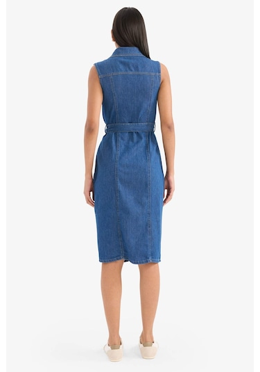 Defacto Gömlek Yaka Kuşaklı Yumuşak Jean Midi Elbise E1286ax25smnm28 Mavi Defacto Gömlek Yaka Kuşaklı Yumuşak Jean Midi Elbise E1286ax25smnm28 Mavi
