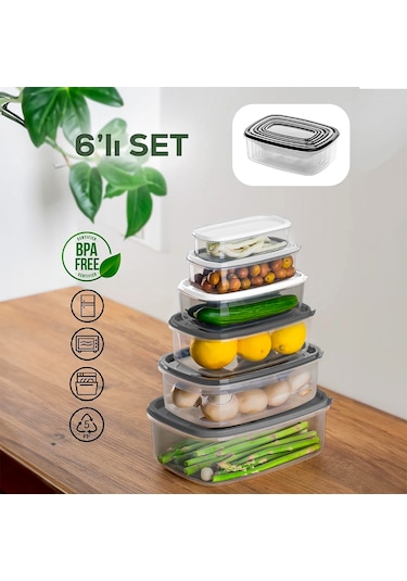 Porsima 1173 6'lı Çok Amaçlı Saklama Kabı Erzak Saklama Kabı Seti