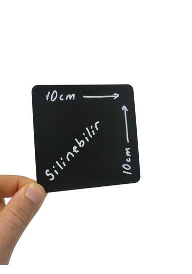 10 Adet Silinebilir Karatahta Siyah Etiket 10 x 10 CM Yapışkanlı