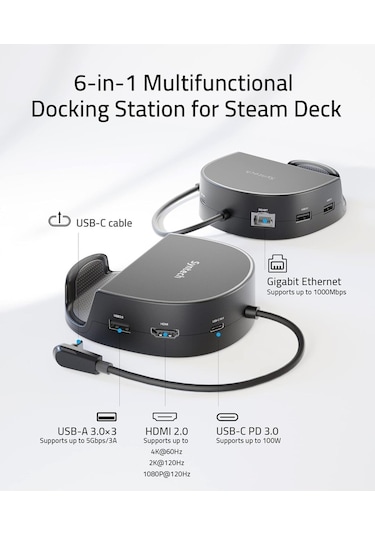 Mini Dock 6 Sı 1 Arada Steam Deck/oled/rog Ally Uyumlu M50