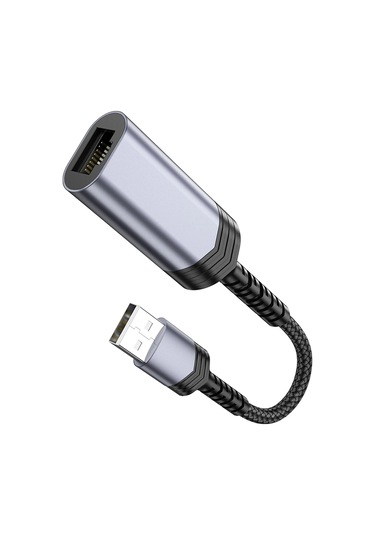 Hoco. Ua26 Tak Çalıştır Usb To Rj45 100 Mbps Ethernet Dönüştürücü - Gri
