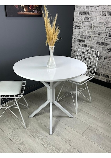 Saray Beyaz Yuvarlak Mutfak Masası Yemek Masası Balkon Masası Metal Beyaz Ayak 80 Cm Saray Beyaz Yuvarlak Mutfak Masası Yemek Masası Balkon Masası Metal Beyaz Ayak 80 Cm