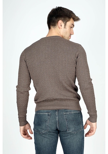 Smith Erkek O Yaka Triko Kazak Vizon-20034 Kahverengi