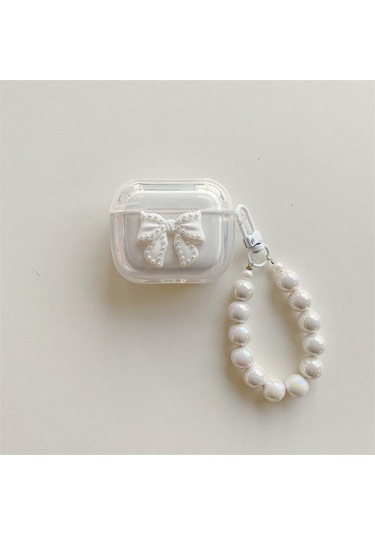 Apple Airpods 3. Nesil İle Uyumlu Kılıf Kalp Leopar Taş Kiraz Desenli Fiyok Tutmalı Kılıflar Gümüş