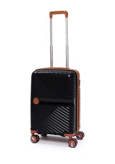 4 Lü Valiz Seti Elatae Exclusive Pro Polipropilen Kırılmaz Büyük - Orta - Kabin Boy Ve Makyaj Siyah - Camel 5239