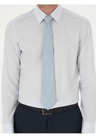 Cacharel Açık Mavi Slim Fit Pamuk Klasik Gömlek Denım