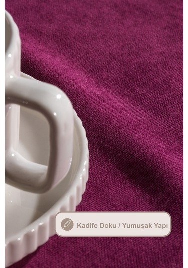 Elart Soft Kadife Masa Örtüsü Dikdörtgen 150x220 Cm Vişne Vişne