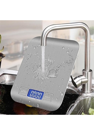 Paslanmaz Çelik Pişirme Tartı Mutfak Ölçeği 5 Kg Oz / Ml / Lb / G Dijital Ölçekli Gıda Diyet Dengesi Ölçüm Lcd Elektronik Ölçek Ahşap