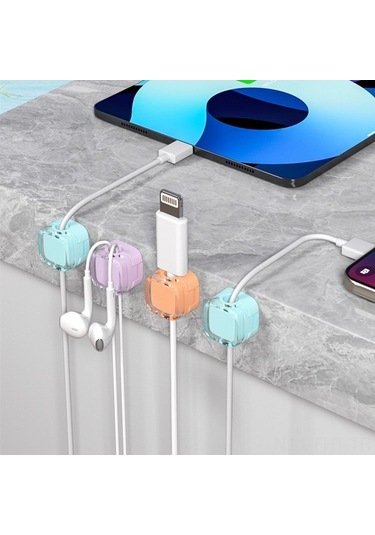 Fastbuy 6'lı Turuncu Masaüstü Mıknatıslı Kablo Düzenleyici, Otomatik Yapışkan Kutuplu Kordon Tutucu