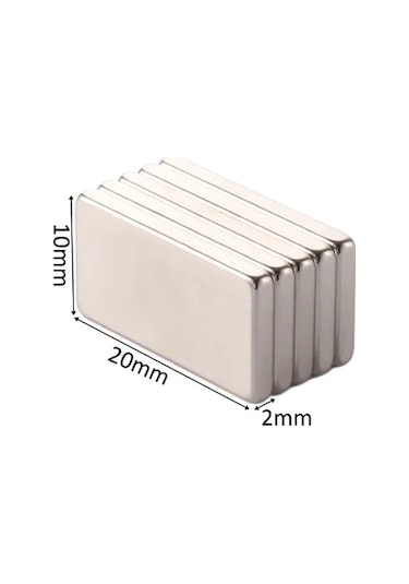 5 Adet 20X10X2 Süper Güçlü Neodyum Mıknatıs Magnet