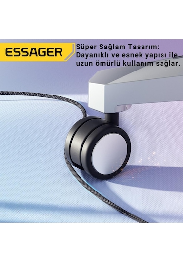 Essager 1 Metre 7a 100w E-marker Süper Hızlı Usb To Type C Şarj Data Kablosu, Akım,ısı, Güçlü Kablo