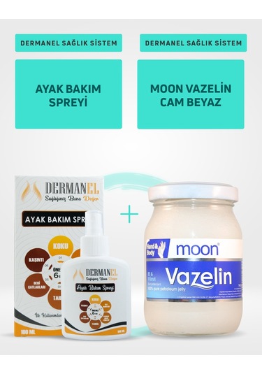 Dermanel Ayak Bakım Spreyi 100 ML + Moon Vazelin Cam Beyaz 140 G