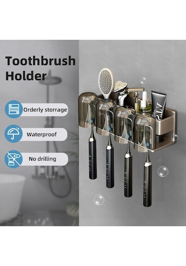 Diş Fırçası Standı Raf Organizatör Elektrikli Diş Fırçası Duvara Monte Tutucu 2-black Amerika Birleşik Devletleri Siyah