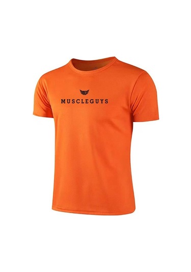 Turuncu Açık Çabuk Kuruyan Koşu Tişörtü Erkek Yaz Üst Ter Emici Ve Nefes Alabilir Spor Kısa Kollu
