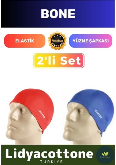 Premium Elastik Yüzme Şapkası Su Geçirmez Silikon Yüzücü Havuz Deniz Bonesi 2'li Set Çok Renkli