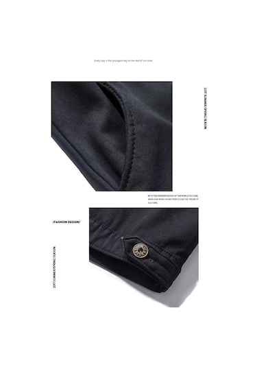 Sonbahar Kış Polar Astarlı Çok Cepli İş Giyim Bol Kesim Erkek Ceket Siyah