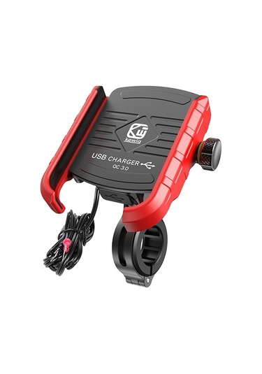 Kewig M8 Motosiklet Navigasyon Telefon Tutucu Açık Sürme Şarj Braketi Kırmızı Kırmızı