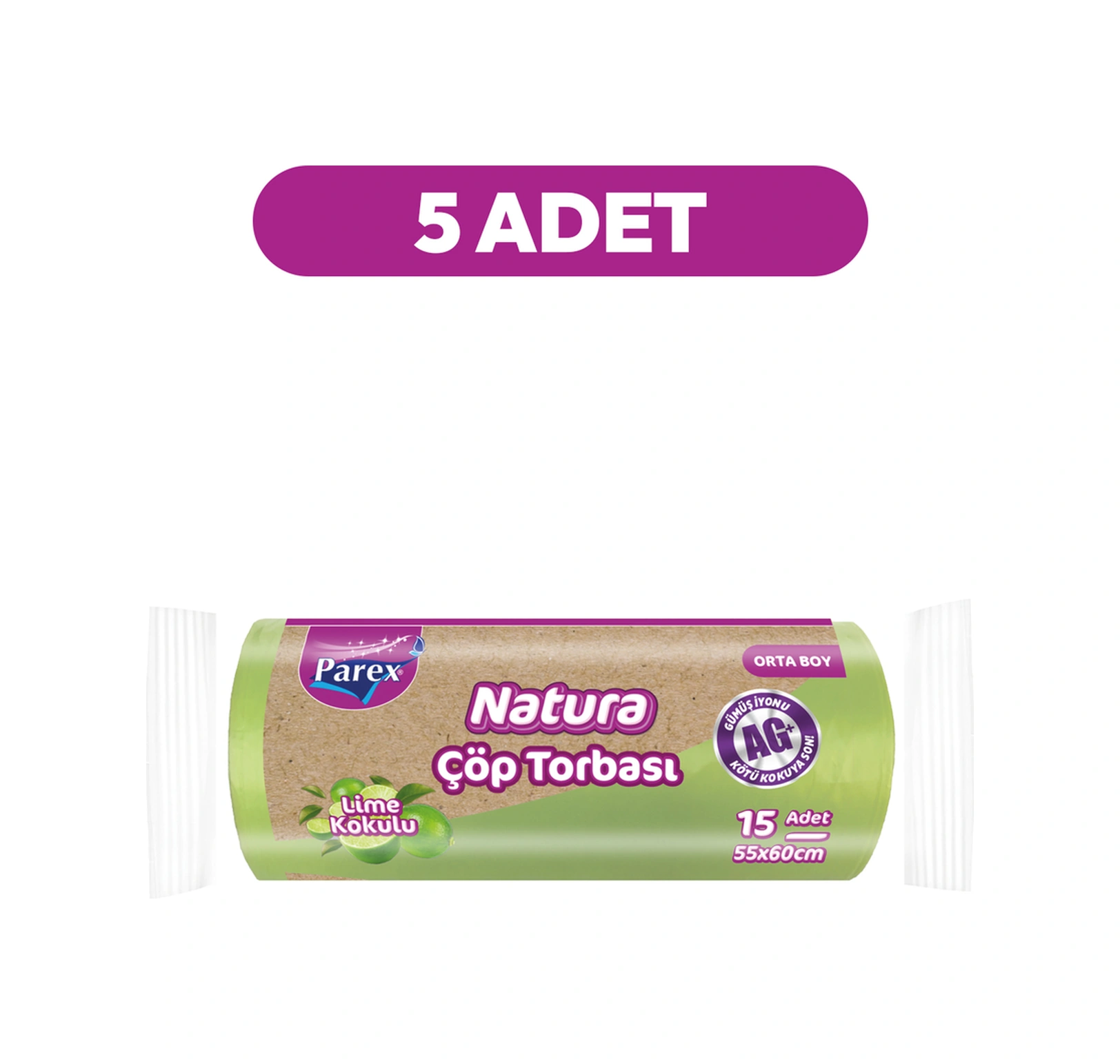 Natura Çöp Torbası Orta Boy 15'li 55 X 60 Cm Beşli Paket
