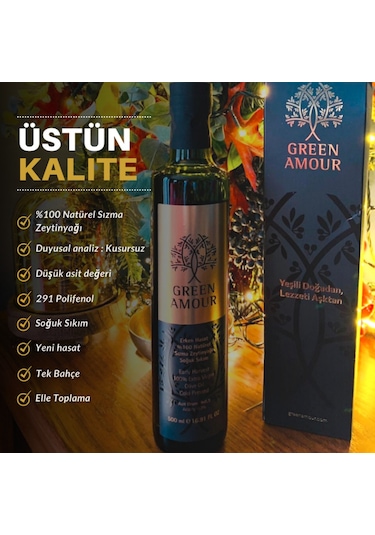 Green Amour Soğuk Sıkım Natürel Sızma Zeytinyağı 500 ML