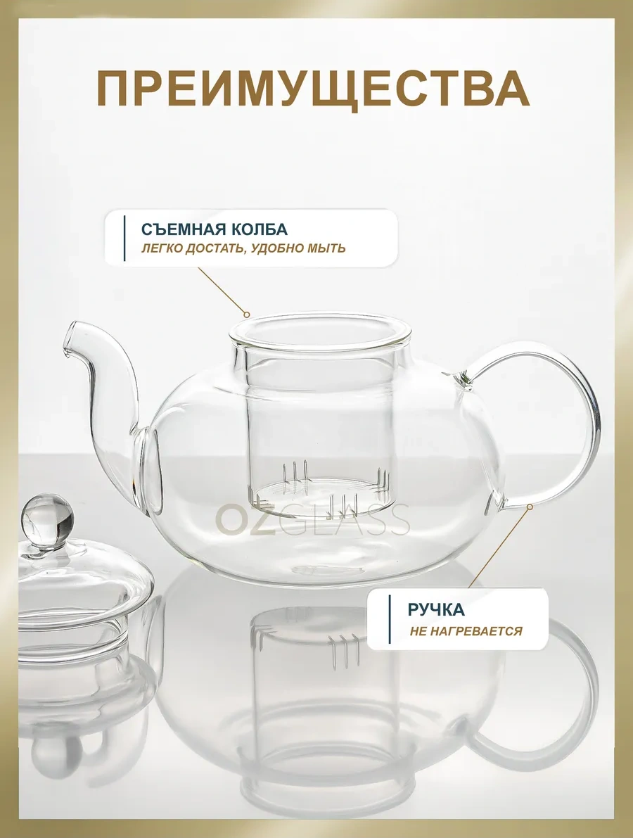 Ozglass Cam Demlik, 800 Ml 95750646 Beyaz