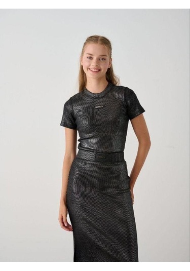 Kız Çocuk Kaşkorse Uzun Kalem Etek-15349 Füme