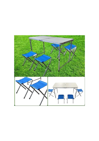 4 Tabureli Kamp Seti Kamp Sandalye Masa