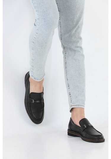 M.Karaca Hakiki Deri Ortopedik Tokalı Klasik Erkek Ayakkabı Siyah