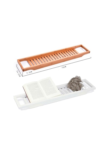 Sones Bambu Kaymaz Küvet Rafı Çok Amaçlı Raf, Renk: Beyaz Diğer