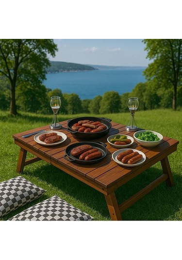 Kamp - Piknik - Balkon - Bahçe - Yemek Masası - Ceviz Renk - 2 Ka Ceviz