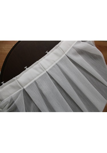 Tül Balık Sırtı Desenli Simli 1/3 Sıklık Korniş İçin BEYAZ