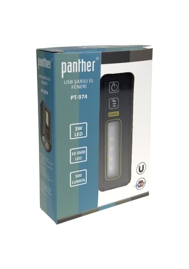 Panther Pt-974 Usb Şarjlı El Feneri Siyah