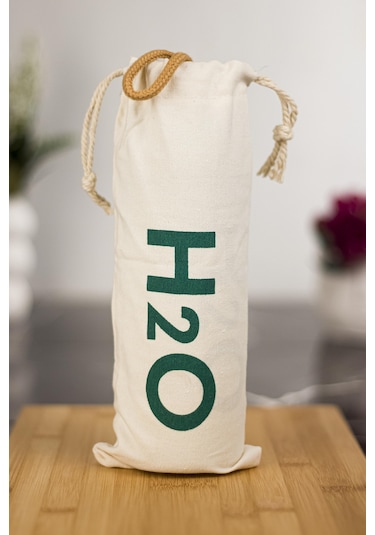 H2o Borosilikat Cam Matara Bambu Vakum Kapaklı Su Şişesi Suluk (Kumaş Kılıf Hediyeli) 600 ML Bambu