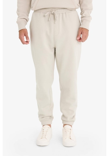 Defacto Regular Fit Beli Bağcıklı Cepli Paçası Lastikli Şardonlu Basic Düz Jogger Eşofman Altı E6326ax25aubg766 Bej