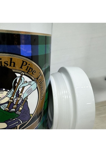 Finest Scotish El Yapımı Seramik Pipo Tutun Kavanozu Mavi